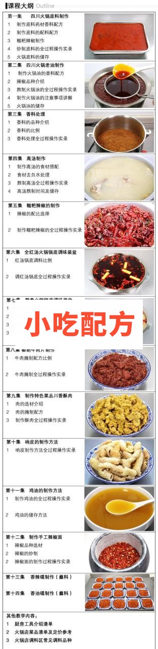 正宗四川火锅配方火锅底料全套技术视频教程 小吃技术联盟配方资料